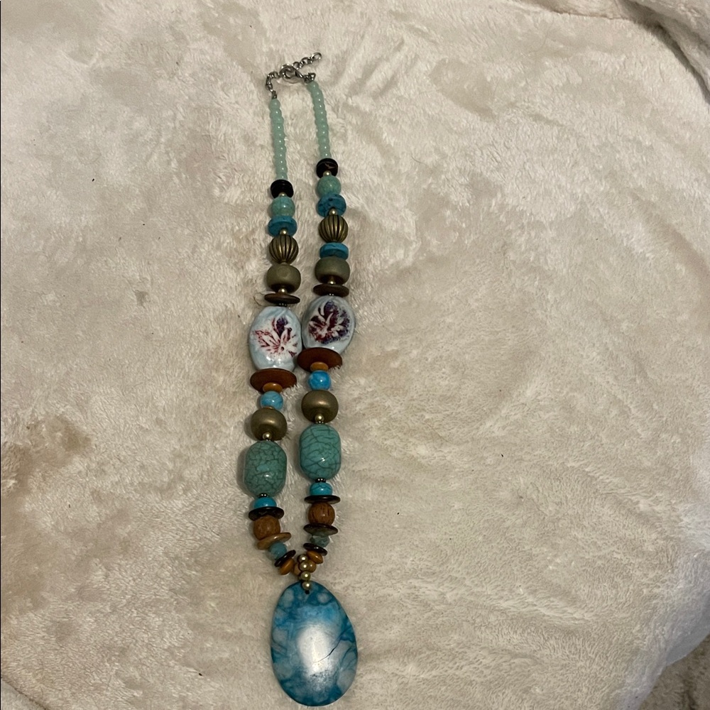 Elegant Blue and Gold Beaded Necklace
